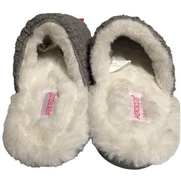 AEROSOLS Memory Foam Slippers / House Shoes Mule Style Gray & White Sz Small 5-6 - Picture 3 of 7